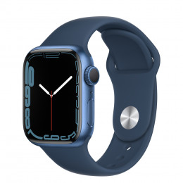 Apple Watch Series 7, 41 мм, корпус из алюминия синего цвета, спортивный браслет цвета синий омут